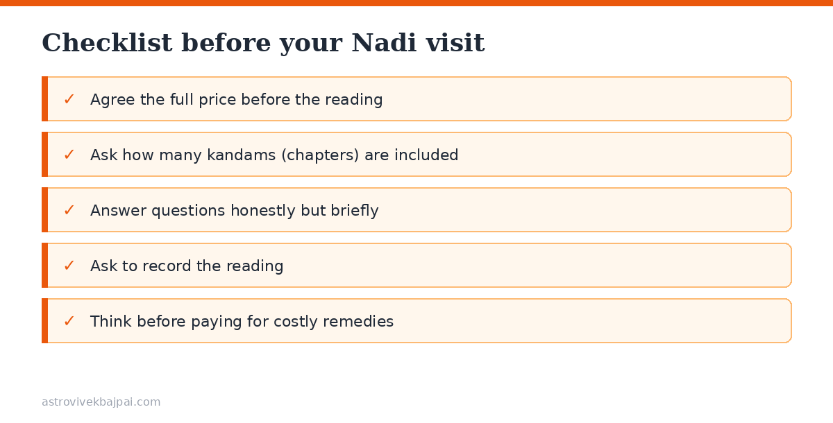 Checklist of five things to do before a Nadi reading at Vaitheeswaran Koil